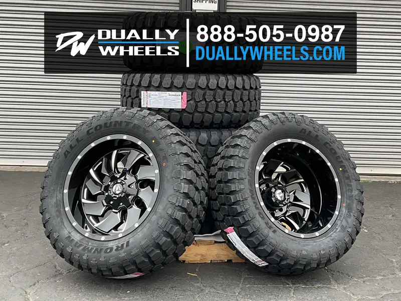 20X9 Fuel D574 Cleaver Gloss Black Milled 11-Up Gm Dually Super Single Wheels 8 Lug Set Of 6 (Fits Up To 12.50 Tire) 2