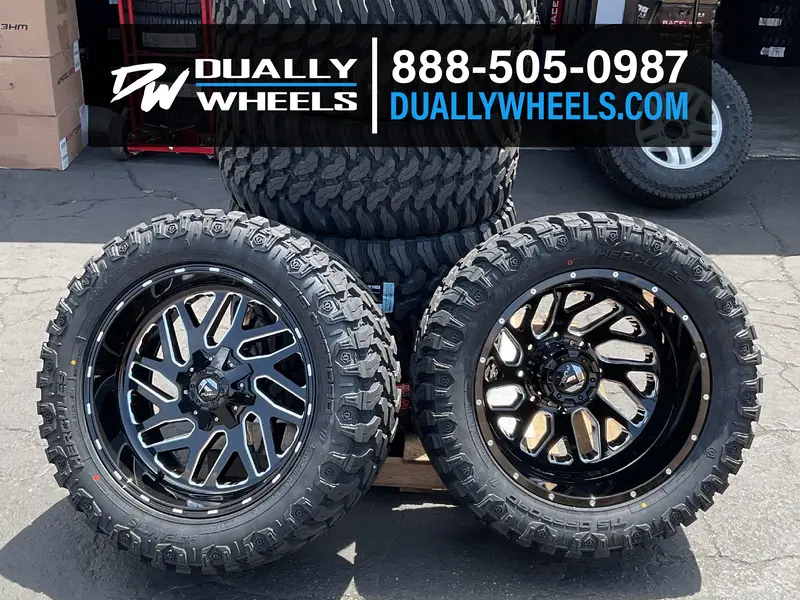 20X9 Fuel D581 Triton Gloss Black Milled Pre-19 Dodge Dually Super Single Wheels 8X6.5 Set Of 6 (Fits Stock Up To 285 Tire) 2