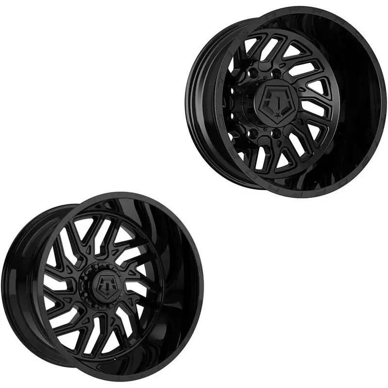 20X9 Tis 544B Gloss Black 19-Up Dodge Dually Super Single Wheels 8 Lug Set Of 6 (Fits Up To 12.50 Tire) 1