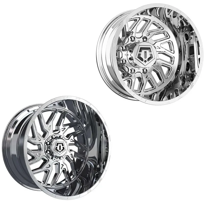 20X9 Tis 544C Chrome 19-Up Dodge Dually Super Single Wheels 8 Lug Set Of 6 (Fits Up To 12.50 Tire) 1