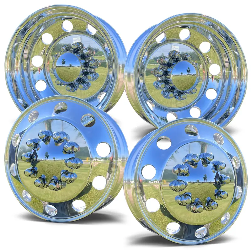 22.5X6.75 Northstar Direct Bolt-On 6-Wheel Kit – Fits 2005–Present Ford F-450/F-550 Drw (Mirror Polished Aluminum & Steel Duals) 2
