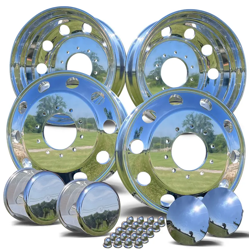 22.5X6.75 Northstar Direct Bolt-On 6-Wheel Kit – Fits 2005–Present Ford F-450/F-550 Drw (Mirror Polished Aluminum & Steel Duals) 2