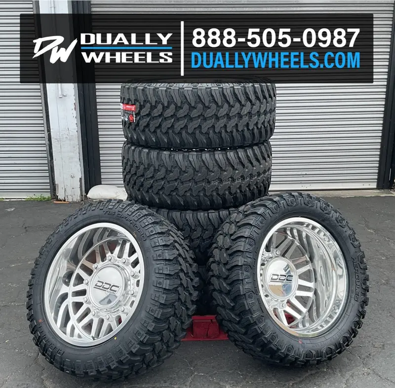 22X10 Ddc Aftermath Polished 19-Up Dodge Dually Super Single Wheels 8 Lug Set Of 6 (Lug Nuts Included) Fits Up To 12.50 Tire 2