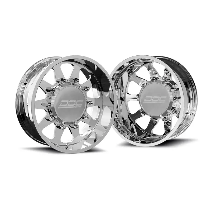 22X10 Ddc Ten Pol Ford F-450/F-550 Dodge 4500/5500 Forged Dually Super Single Wheels 10 Lug Set Of 6 (Lug Nuts And Billet Lug Covers Included) Fits Up To 12.50 Tire 1