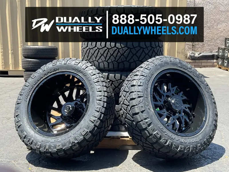 22X10 Tis 544B Gloss Black 19-Up Dodge Dually Super Single Wheels 8 Lug Set Of 6 (Fits Up To 12.50 Tire) 2