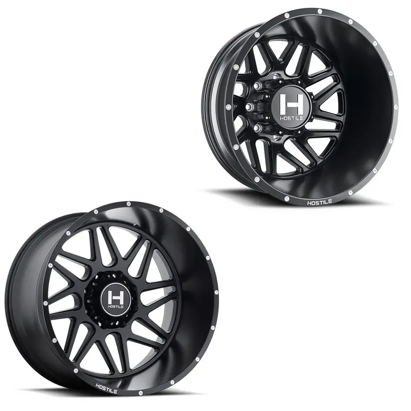 22X12 Hostile H401 Sprocket Asphalt (Matte Black) Pre-11 Gm Pre-19 Dodge Dually Super Single Wheels 8X6.5 Set Of 6 (Fits Up To 12.50 Tire) 1
