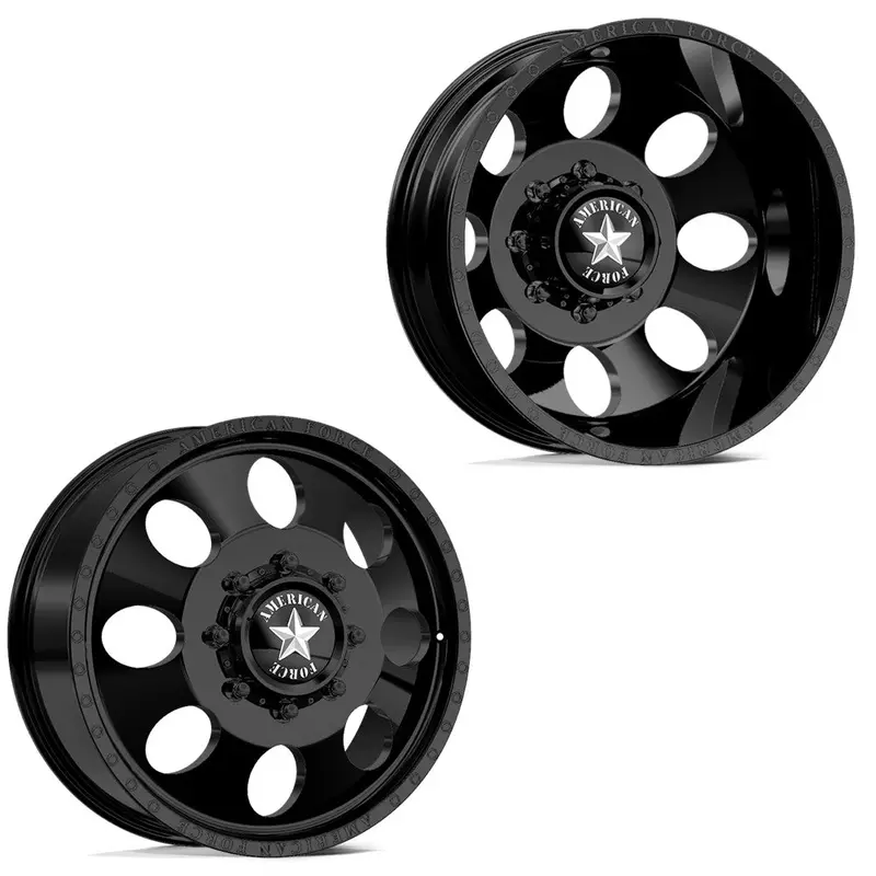22X8.25 American Force Db01 Radial Black 11-Up Gm Dually Wheels 8X210 Set Of 6 (Fits Up To 12.50 Tire) 1