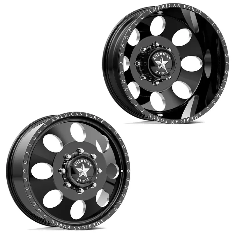 22X8.25 American Force Db01 Radial Gloss Black Milled 99-04 Ford Dually Wheels 8X170 Set Of 6 (Fits Up To 12.50 Tire) 1