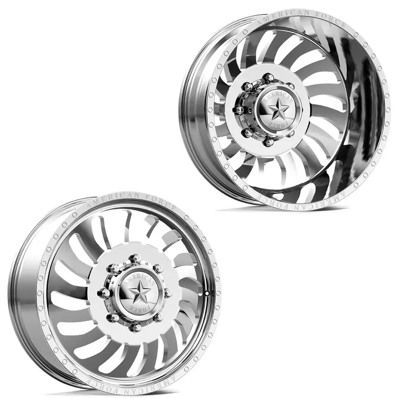22X8.25 American Force Db06 Wave Polished Pre-19 Dodge Dually Wheels 8X6.5 Set Of 6 (Fits Up To 12.50 Tire) 1