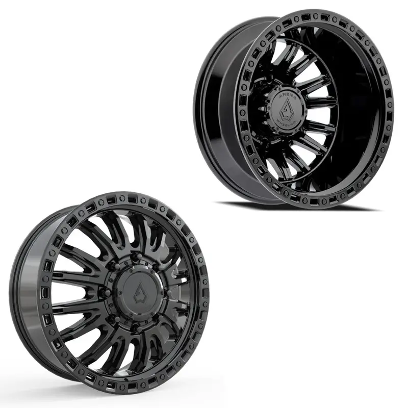 22X8.25 Arena A103 Mission Glossy Black 05-Up Ford 19-Up Dodge Dually Wheels 8X200 Set Of 6 (Fits Up To 12.50 Tire) 1