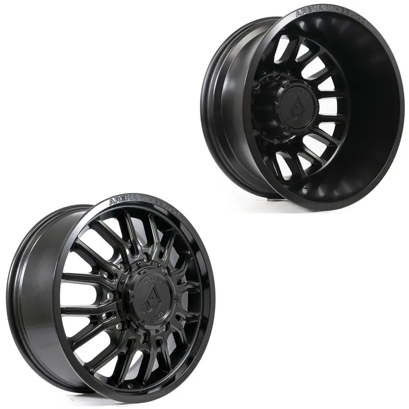 22X8.25 Arena A113 Thunder Satin Black 05-Up Ford 19-Up Dodge Dually Wheels 8X200 Set Of 6 (Fits Up To 12.50 Tire) 1