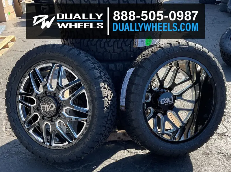 22X8.25 Cali Invader 9115D Black/Milled Pre-11 Gm Pre-19 Dodge Dually Wheels 8X6.5 Set Of 6 (Fits Up To 13.50 Tire) 2