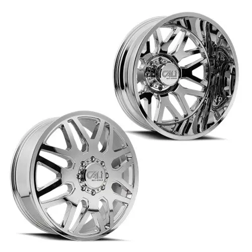 22X8.25 Cali Invader 9115D Chrome 11-Up Gm Dually Wheels 8X210 Set Of 6 (Fits Up To 13.50 Tire) 1