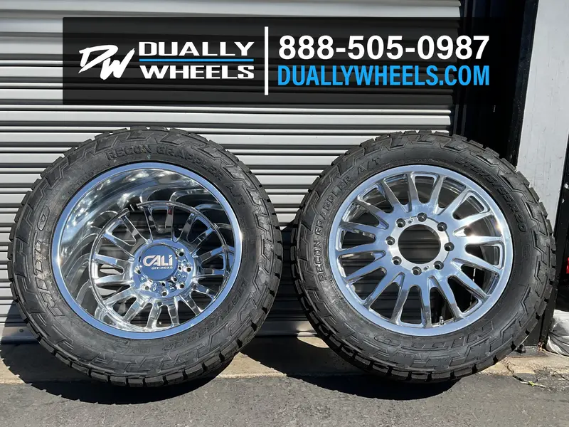 22X8.25 Cali Summit 9110D Polish/Milled 05-Up Ford 19-Up Dodge Dually Wheels 8X200 Set Of 6 (Fits Up To 13.50 Tire) 2