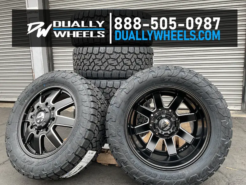 22X8.25 D538 Fuel Maverick Black Milled 11-Up Gm Dually Wheels 8X210 Set Of 6 (Fits Up To 13.50 Tire) 2