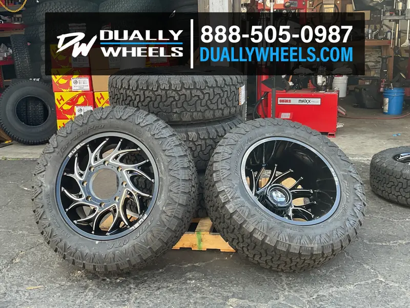 22X8.25 D741 Fuel Runner Black Milled Pre-11 Gm Dually Wheels 8X6.5 Set Of 6 (Fits Stock Up To 285 Tire) 2