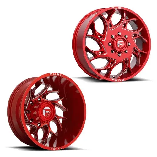 22X8.25 D742 Fuel Runner Red Milled Pre-19 Dodge Dually Wheels 8X6.5 Set Of 6 (Fits Up To 12.50 Tire) 1