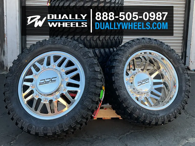 22X8.25 Ddc Aftermath Polished Ford F-450/F-550 Dodge 4500/5500 Dually Wheels 10X225 Set Of 6 (Lug Nuts Included) Fits Up To 12.50 Tire 2