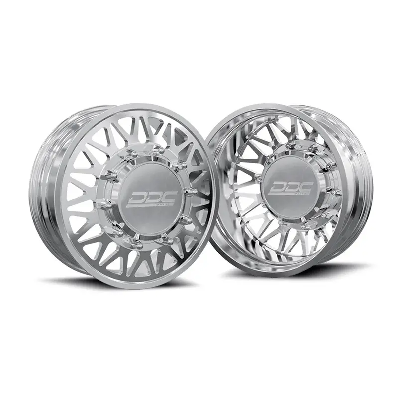 22X8.25 Ddc Mesh Polished Ford F-450/F-550 Dodge 4500/5500 Forged Dually Wheels 10X225 Set Of 6 (Lug Nuts And Billet Lug Covers Included) Fits Up To 12.50 Tire 1