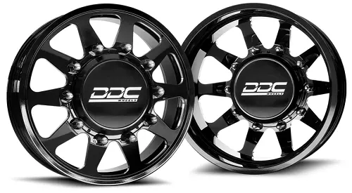 22X8.25 Ddc Ten Black Milled Ford F-450/F-550 Dodge 4500/5500 Forged Dually Wheels 10X225 Set Of 6 (Lug Nuts And Billet Lug Covers Included) Fits Up To 12.50 Tire 1