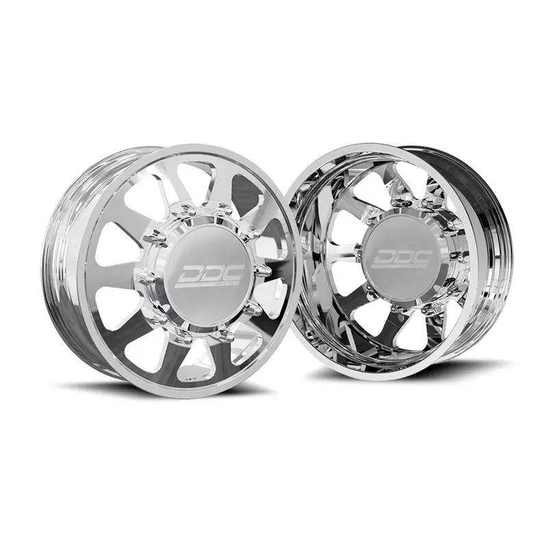 22X8.25 Ddc Ten Polished Ford F-450/F-550 Dodge 4500/5500 Forged Dually Wheels 10X225 Set Of 6 (Lug Nuts And Billet Lug Covers Included) Fits Up To 12.50 Tire 1