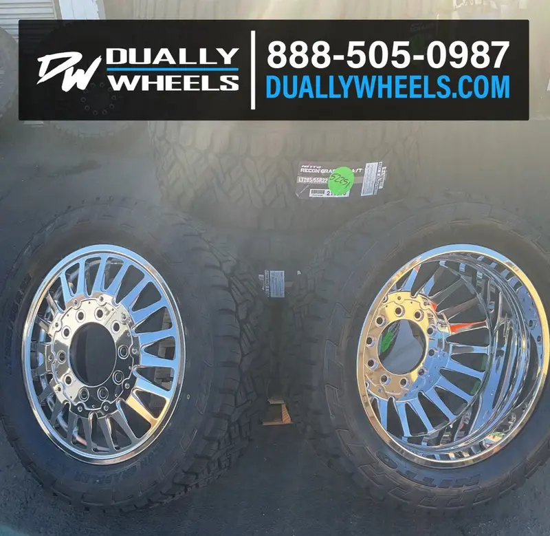 22X8.25 Ddc The Spoke Polished 05-Up Ford 19-Up Dodge Forged Dually Wheels 8X200 Set Of 6 (Lug Nuts Included) Fits Up To 12.50 Tire 2