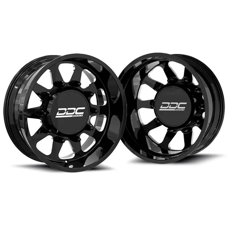 22X8.25 Ddc The Ten Black Milled 99-04 Ford Forged Dually Wheels 8X170 Set Of 6 (Lug Nuts/Billet Lug Covers Incl) Fits Up To 12.50 Tire 1