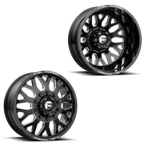 22X8.25 Ff19d Fuel Forged Glss Blk Mill Ford F-450/F-550 Dodge 4500/5500 Dually Wheels 10X225 Set Of 6 (Fits Up To 12.50 Tire) 1