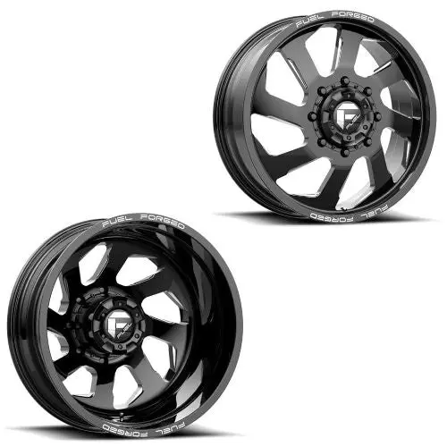 22X8.25 Ff39d Fuel Forged Gloss Blk Mill 05-Up Ford 19-Up Dodge Dually Wheels 8X200 Set Of 6 (Fits Up To 12.50 Tire) 1