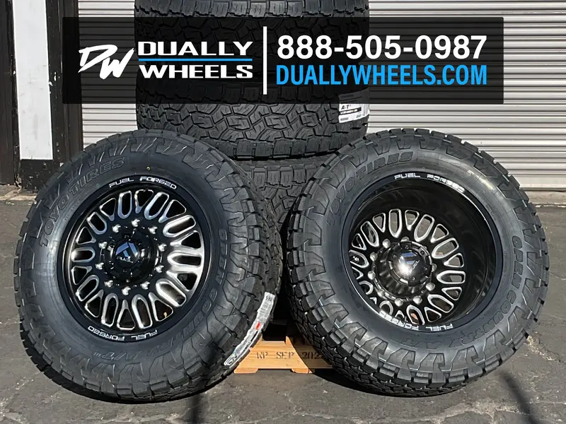 22X8.25 Ff66d Fuel Forged Matte Blk Mil Ford F-450/F-550 Dodge 4500/5500 Dually Wheels 10X225 Set Of 6 (Fits Up To 12.50 Tire) 2