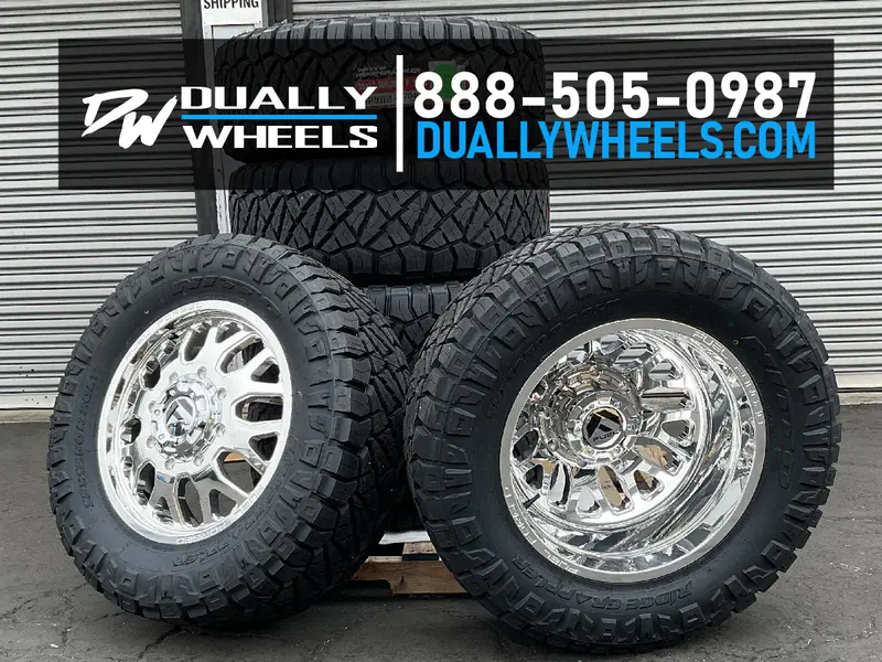 22X8.25 Fuel Forged Ff19d Polished Pre-11 Gm Dually Wheels 8X6.5 Set Of 6 (Fits Up To 12.50 Tire) 2