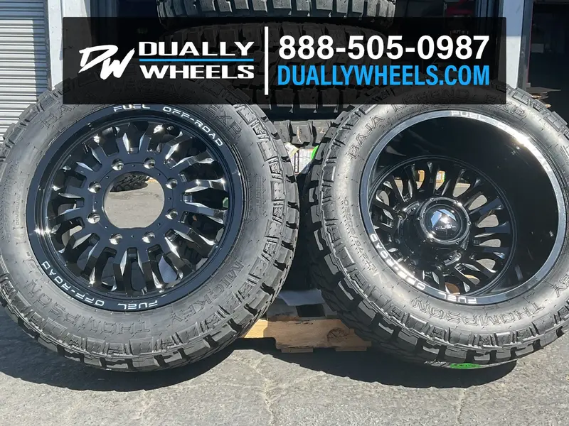22X8.25 Fuel Off-Road D868 Arc Gloss Black Milled 11-Up Gm Dually Wheels 8X210 Set Of 6 (Fits Stock Up To 285 Tire) 2