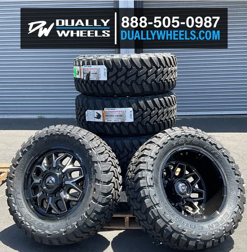22X8.25 Fuel Off-Road D875 Flux Gloss Black Brushed Face & Gray Tint Pre-19 Dodge Dually Wheels 8X6.5 Set Of 6 (Fits Up To 13.50 Tire) 2