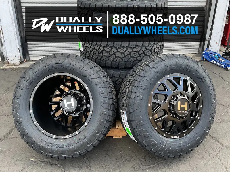 22X8.25 Hostile H401 Sprocket Satin Black 11-Up Gm Dually Wheels 8X210 Set Of 6 (Fits Up To 12.50 Tire) 2