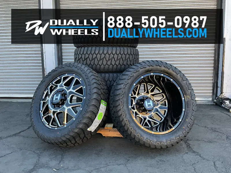 22X8.25 Hostile H402 Diablo Black Milled 11-Up Gm Dually Wheels 8X210 Set Of 6 (Fits Up To 12.50 Tire) 2