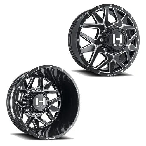 22X8.25 Hostile H402 Diablo Black Milled Pre-11 Gm Pre-19 Dodge Dually Wheels 8X6.5 Set Of 6 (Fits Up To 12.50 Tire) 1