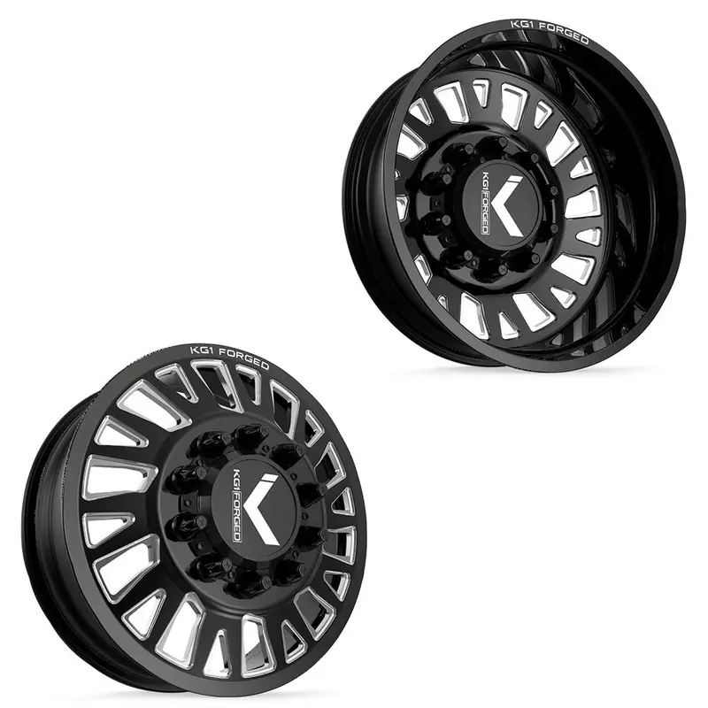 22X8.25 Kg1 Forged Kd001 Master Gloss Black Premium Milled Pre-11 Gm Pre-19 Dodge Directional Dually Wheels 8X6.5 Set Of 6 (Lug Nuts/Adapters Included) Fits Up To 13.50 Tire 1