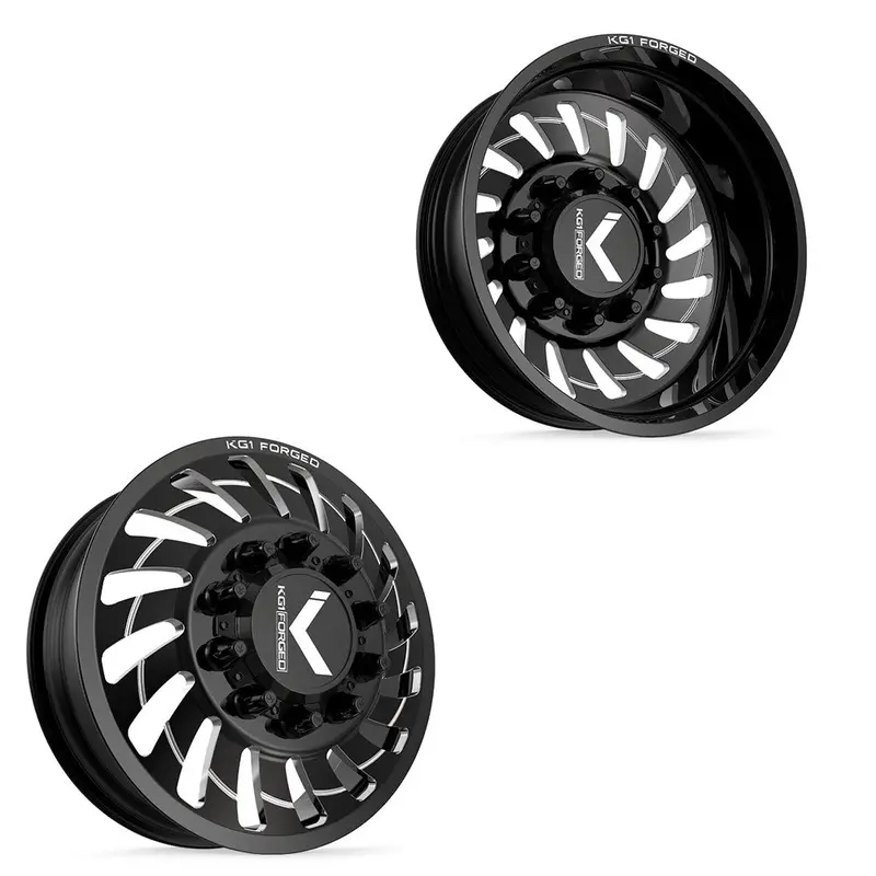 22X8.25 Kg1 Forged Kd005 Razor Directional Gloss Black Premium Milled 19-Up Dodge Wheels 8X200 Set Of 6 (Lug Nuts/Adapters Included) Fits Up To 13.50 Tire 1
