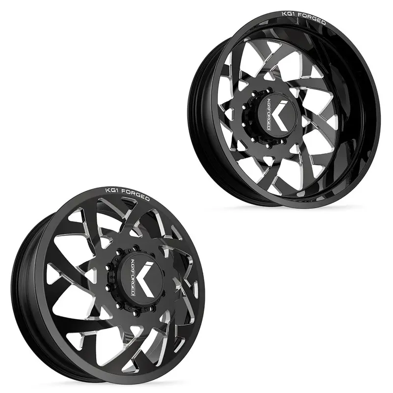 22X8.25 Kg1 Forged Kd008 Orbital Gloss Black Milled Gm/Dodge Dually Wheels 8X6.5 Set Of 6 (Fits Up To 12.50 Tire) 1
