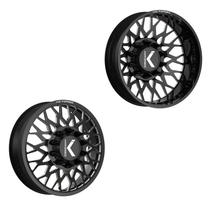 22X8.25 Kg1 Forged Kd019 Torture-D Gloss Black Premium Milled 19-Up Dodge Dually Wheels 8X200 Set Of 6 (Lug Nuts/Adapters Included) Fits Up To 13.50 Tire 1
