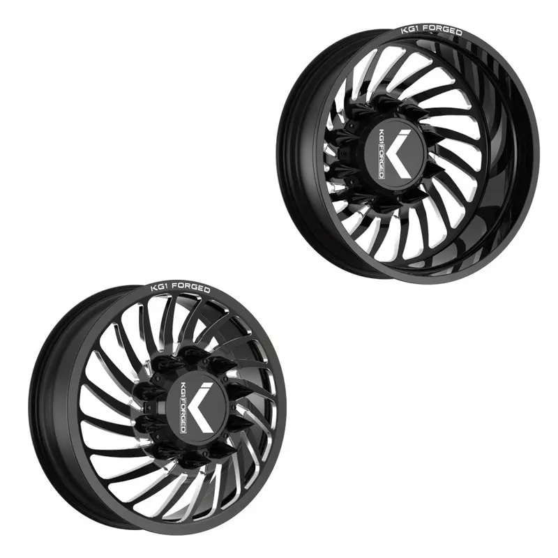 22X8.25 Kg1 Forged Kd023 Bender-D Gloss Black Premium Milled 11-Up Gm Directional Dually Wheels 8X210 Set Of 6 (Lug Nuts/Adapters Included) Fits Up To 13.50 Tire 1