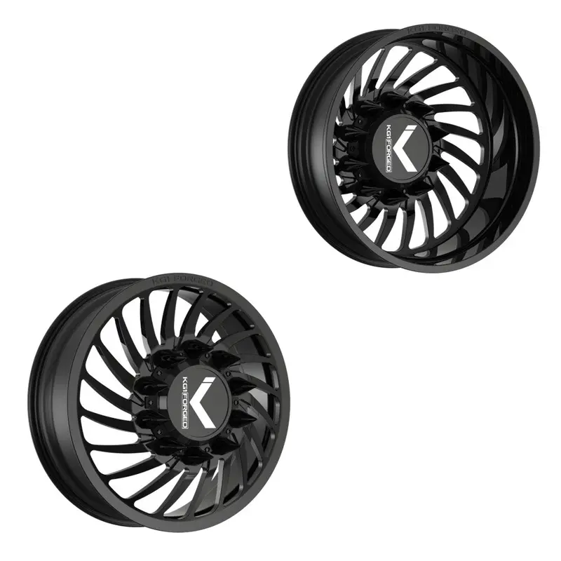 22X8.25 Kg1 Forged Kd023 Bender Gloss Black 11-Up Gm Directional Dually Wheels 8X210 Set Of 6 (Lug Nuts/Adapters Included) Fits Up To 13.50 Tire 1