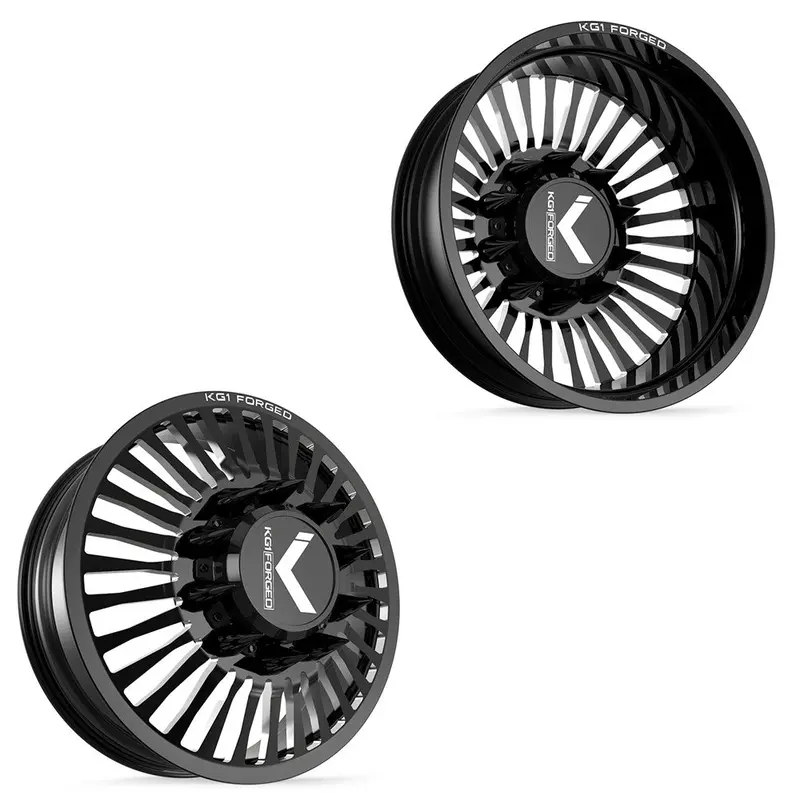 22X8.25 Kg1 Forged Kd051 Vegas Gloss Black Premium Milled 11-Up Gm Dually Wheels 8X210 Set Of 6 (Lug Nuts/Adapters Included) Fits Up To 13.50 Tire 1