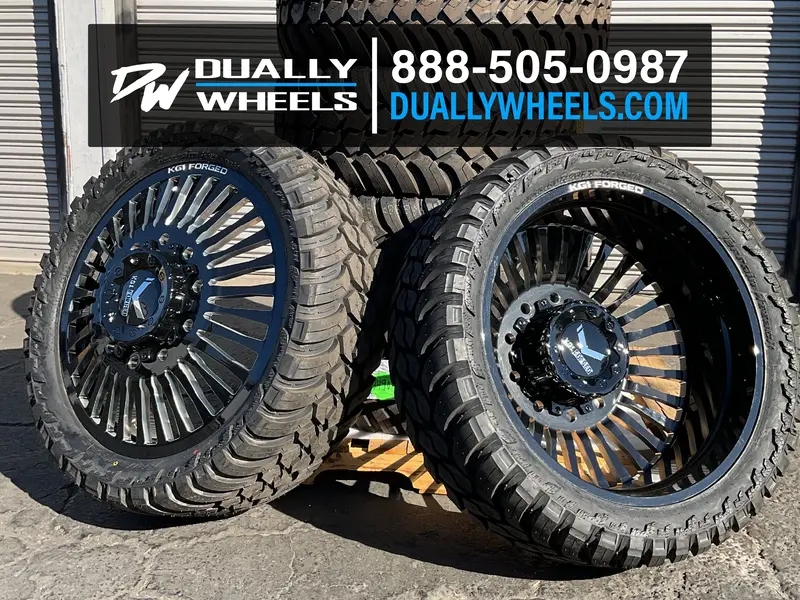 22X8.25 Kg1 Forged Kd051 Vegas Gloss Black Premium Milled 11-Up Gm Dually Wheels 8X210 Set Of 6 (Lug Nuts/Adapters Included) Fits Up To 13.50 Tire 2
