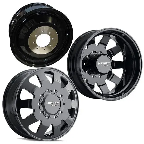 22X8.25 Mayhem 8181 Challenger Black Dually Wheels (No Caps) 10X225 Set Of 6 (Fits Stock Up To 285 Tire) 1