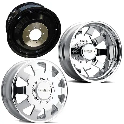 22X8.25 Mayhem 8181 Challenger Pol Dually Wheels W/Caps 10X225 Set Of 6 (Fits Stock Up To 285 Tire) 1