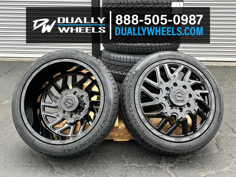 22X8.25 Tis 544B Gloss Black Pre-11 Gm Pre-19 Dodge Dually Wheels 8X6.5 Set Of 6 (Fits Up To 12.50 Tire) 2