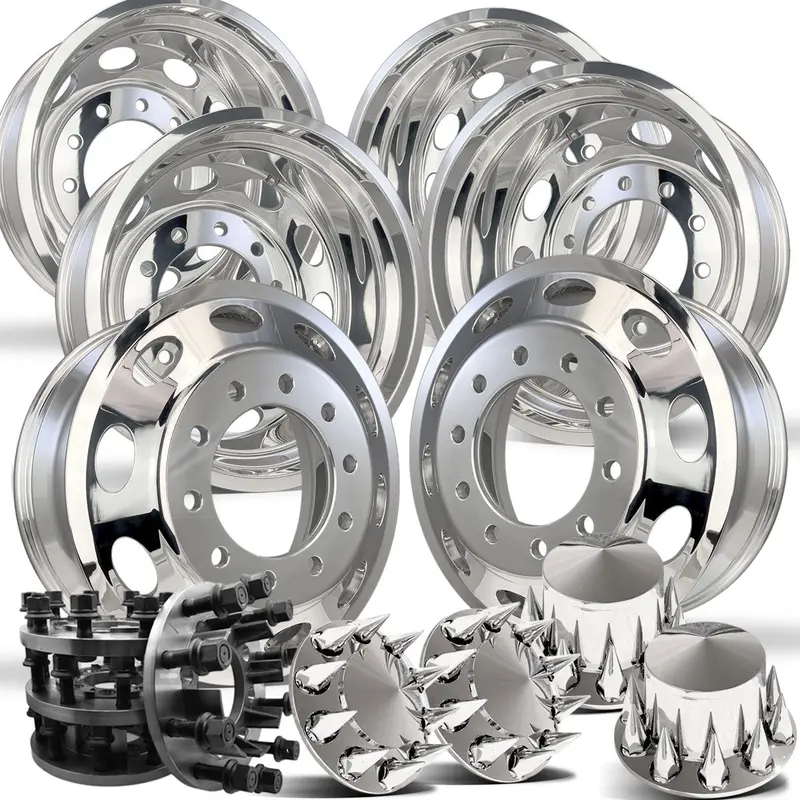 24” Forged Oval-Hole Wheel & Steel Adapter Kit – Fits 1969–1993 Dodge Ram D350/D300 Dually (6-Wheel Set With Cap Options) 1