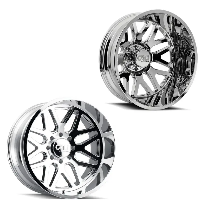 24X14 Cali Off-Road 9115D Invader Chrome Pre-11 Gm Pre-19 Dodge Dually Super Single Wheels 8X6.5 Set Of 6 (Fits Up To 13.50 Tire) 1