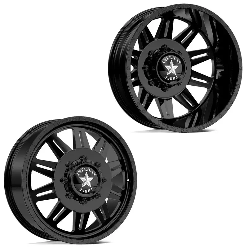 24X8.25 American Force Db04 Clutch Black Ford/Dodge Dually Wheels 10X225 Set Of 6 (Fits Up To 12.50 Tire) 1